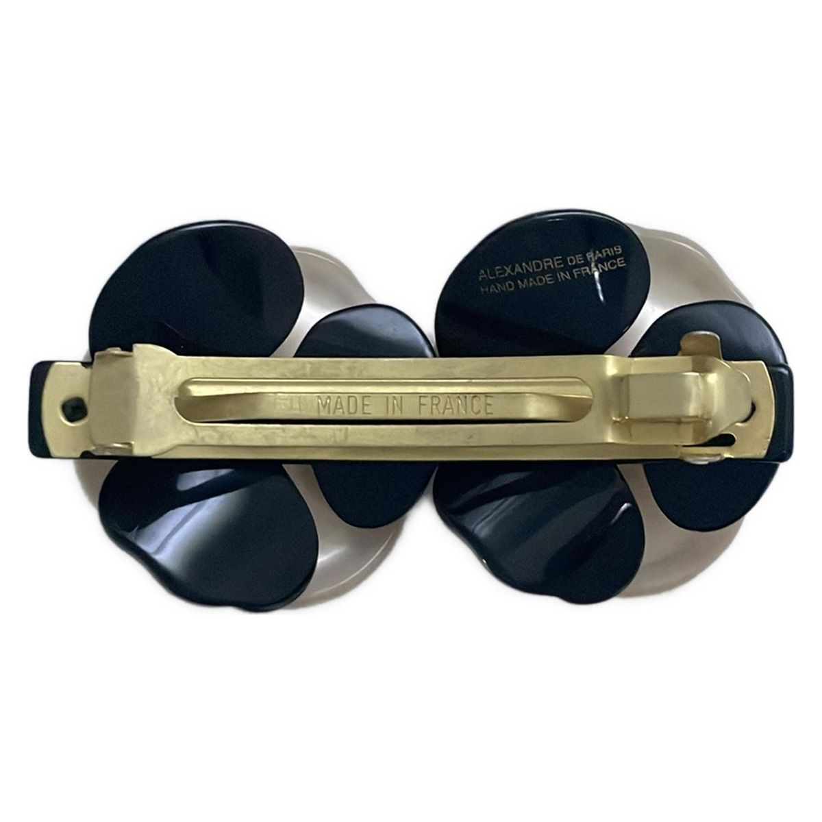 ALEXANDRE de PARIS アレクサンドル ドゥ パリ バレッタ - ライトピンク×黒 ラインストーン フラワー 花