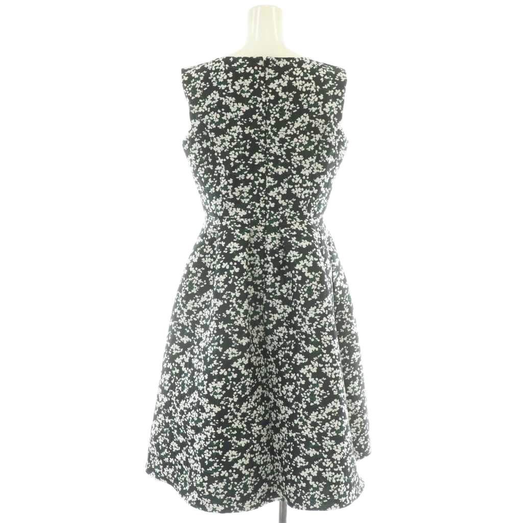 トッカ TOCCA 24 SS PONPON MUM ドレス ワンピース ひざ丈 小花柄 2 黒 ブラック 白 緑 ノースリーブ YM