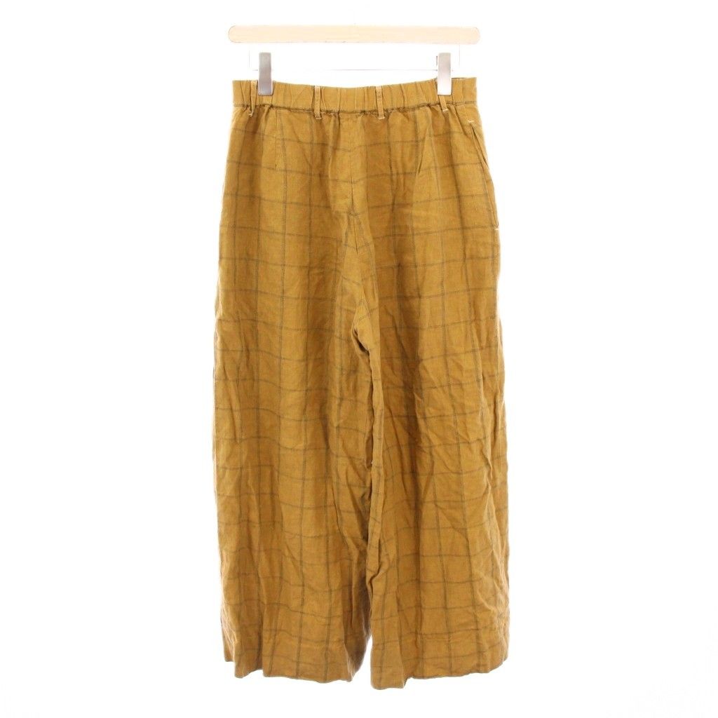 フォーティーファイブアールピーエム 45R 45rpm ワイドパンツ ジップフライ チェック柄 麻 リネン 2 茶 ブラウン BB