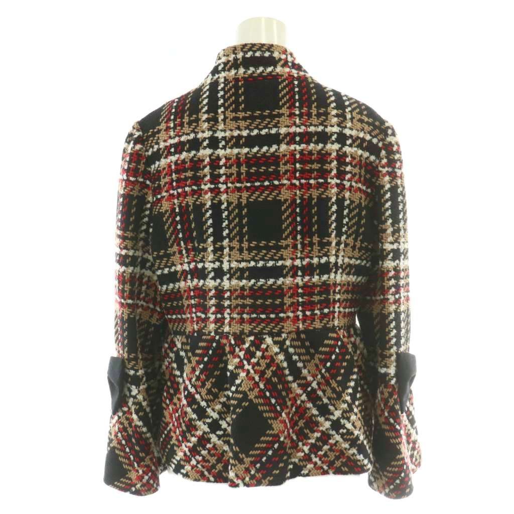 エムズグレイシー M S GRACY ツイードジャケット チェック アウター 40 黒 ブラック 赤 レッド 白 ベージュ NF-114605 YM