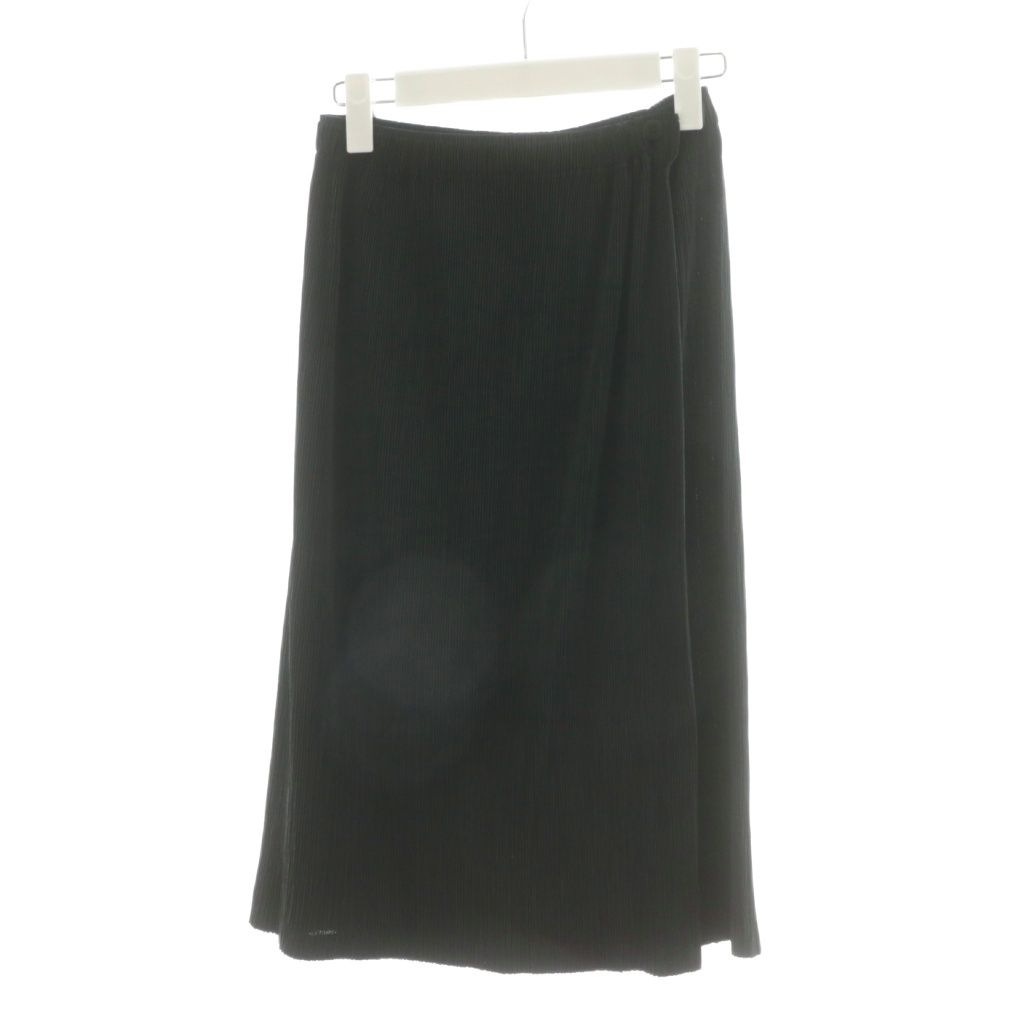 イッセイミヤケ ISSEY MIYAKE ラップスカート フ スカート ひざ丈 プリーツ 2 黒 ブラック IM53FG454 AN19