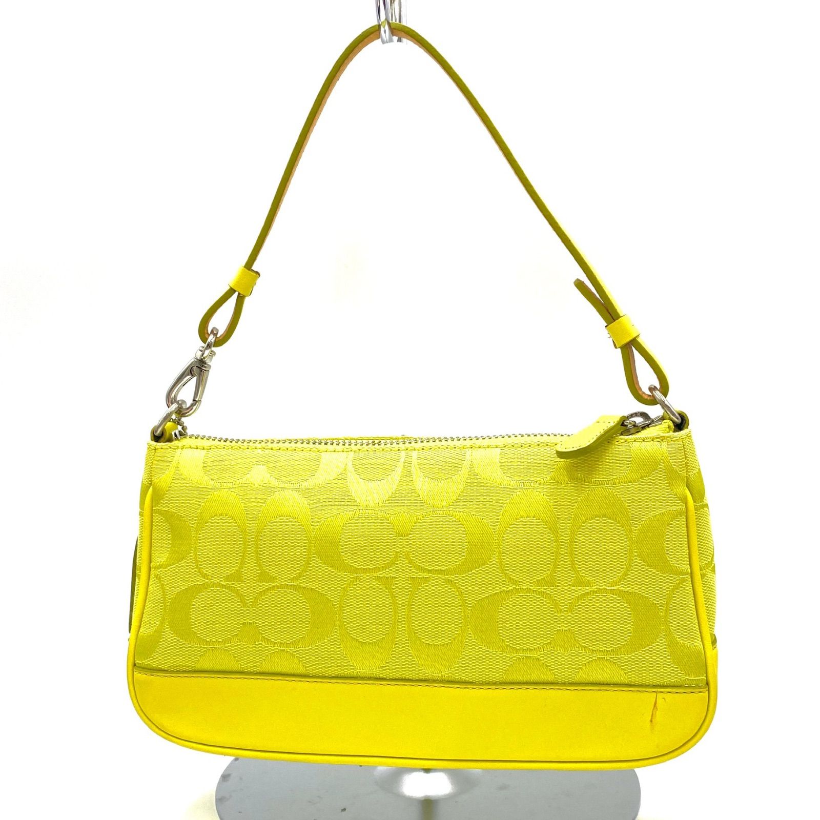 COACH コーチ 6094 シグネチャー ハンドバッグ ポーチ ワンショルダーバッグ ライトグリーン系