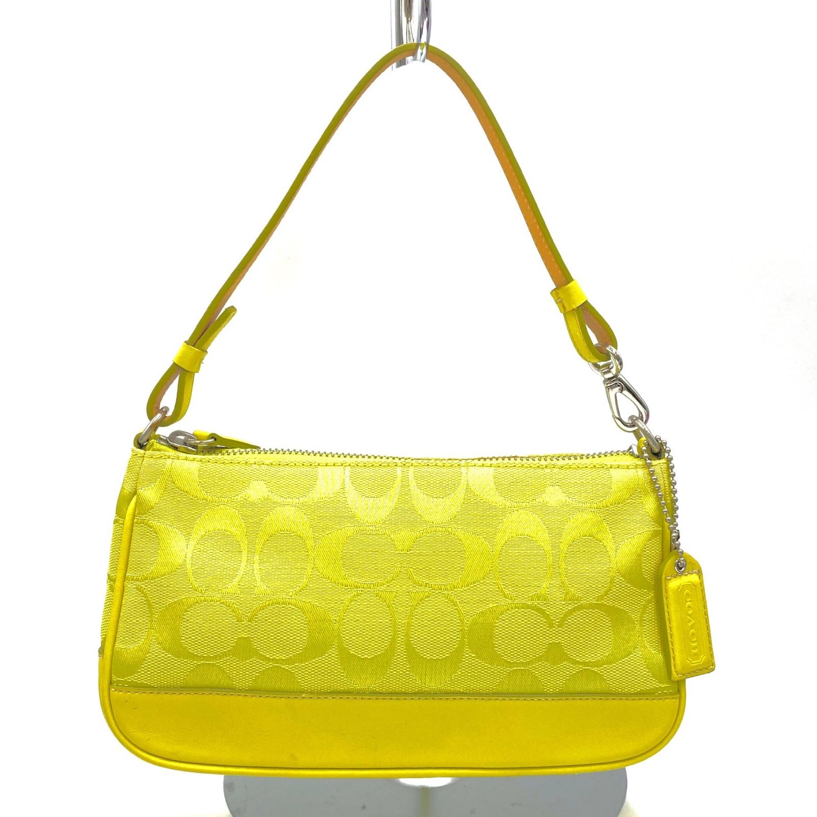 COACH コーチ 6094 シグネチャー ハンドバッグ ポーチ ワンショルダーバッグ ライトグリーン系