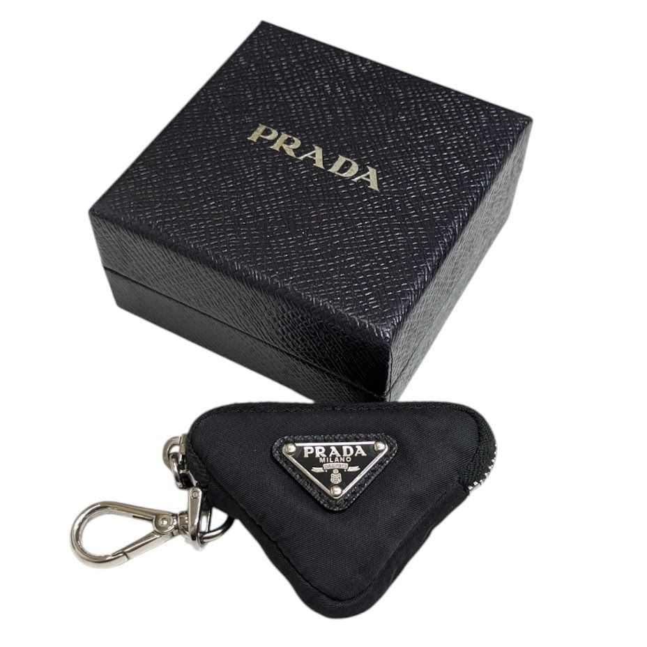 PRADA Prada プラダ トライアングルロゴ Re-Nylon製 キーケース チャーム 小銭入れ 2TT144 ブラック き