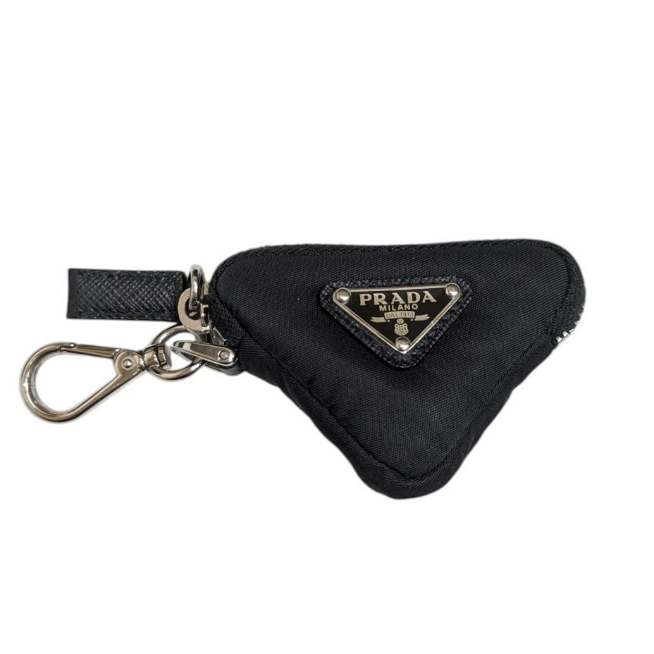 PRADA プラダ トライアングルロゴ Re-Nylon製 キーケース チャーム 小銭入れ 2 TT 144 ブラック き