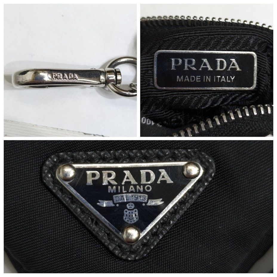  PRADA プラダ トライアングルロゴ Re-Nylon製 キーケース チャーム 小銭入れ 2 TT 144 ブラック き コインケース 小銭入れ 小物