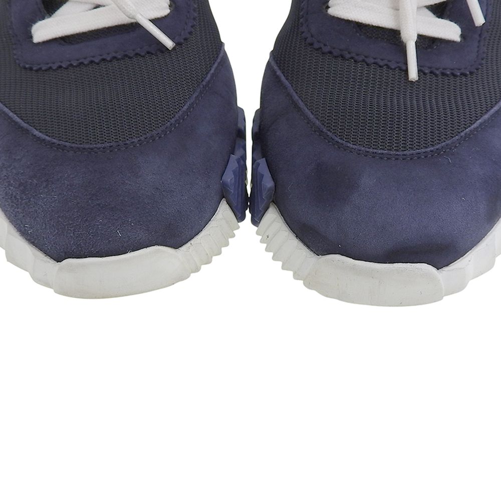 HERMES エルメス バウンシング スエード×メッシュ Hロゴ ローカットスニーカー シューズ メンズ ネイビー 28.0cm 43 1 2 ODELLYA_COM