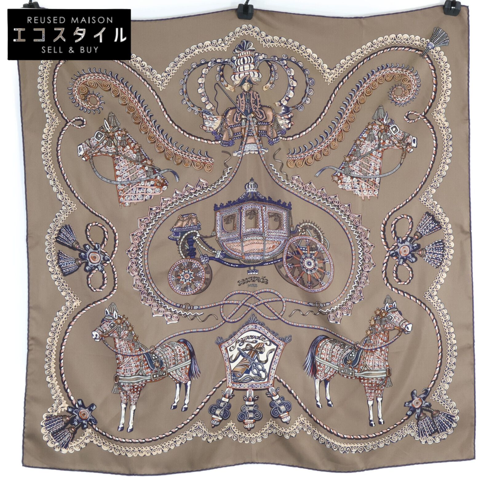 HERMES エルメス PAPEROLES パプロール 馬車と貴族 シルク カレ90