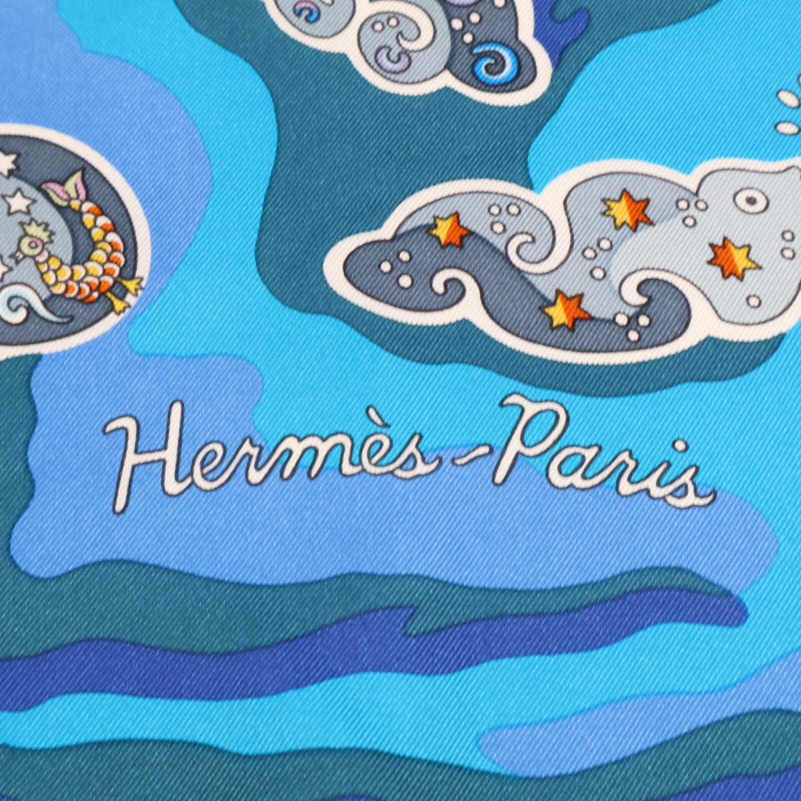  HERMES エルメス nuees imaginaires 夢を乗せた雲 シルク カレ90 バンダナ スカーフ 小物