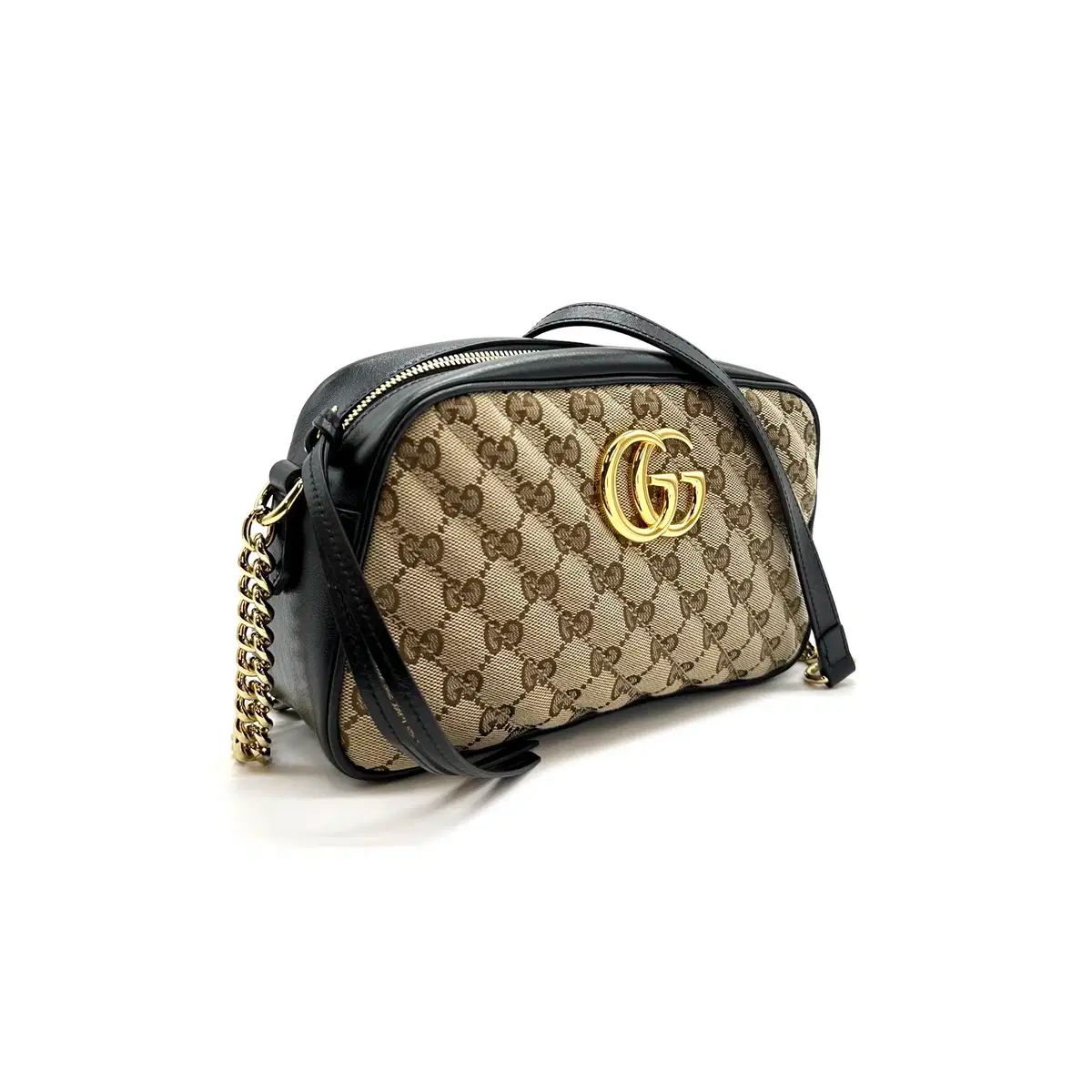 スモール グッチ GG マーモント カンバス ショルダーバッグ クロスバッグ ベージュ GUB110917