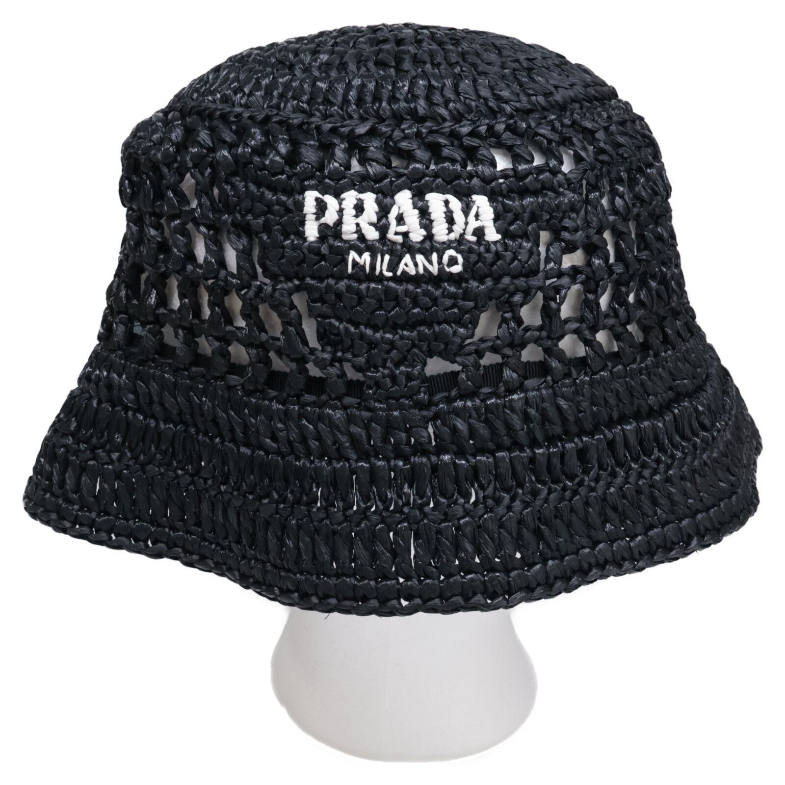 PRADA プラダ 1 HC 137 2 A T ウーブンファブリック バケットハット M