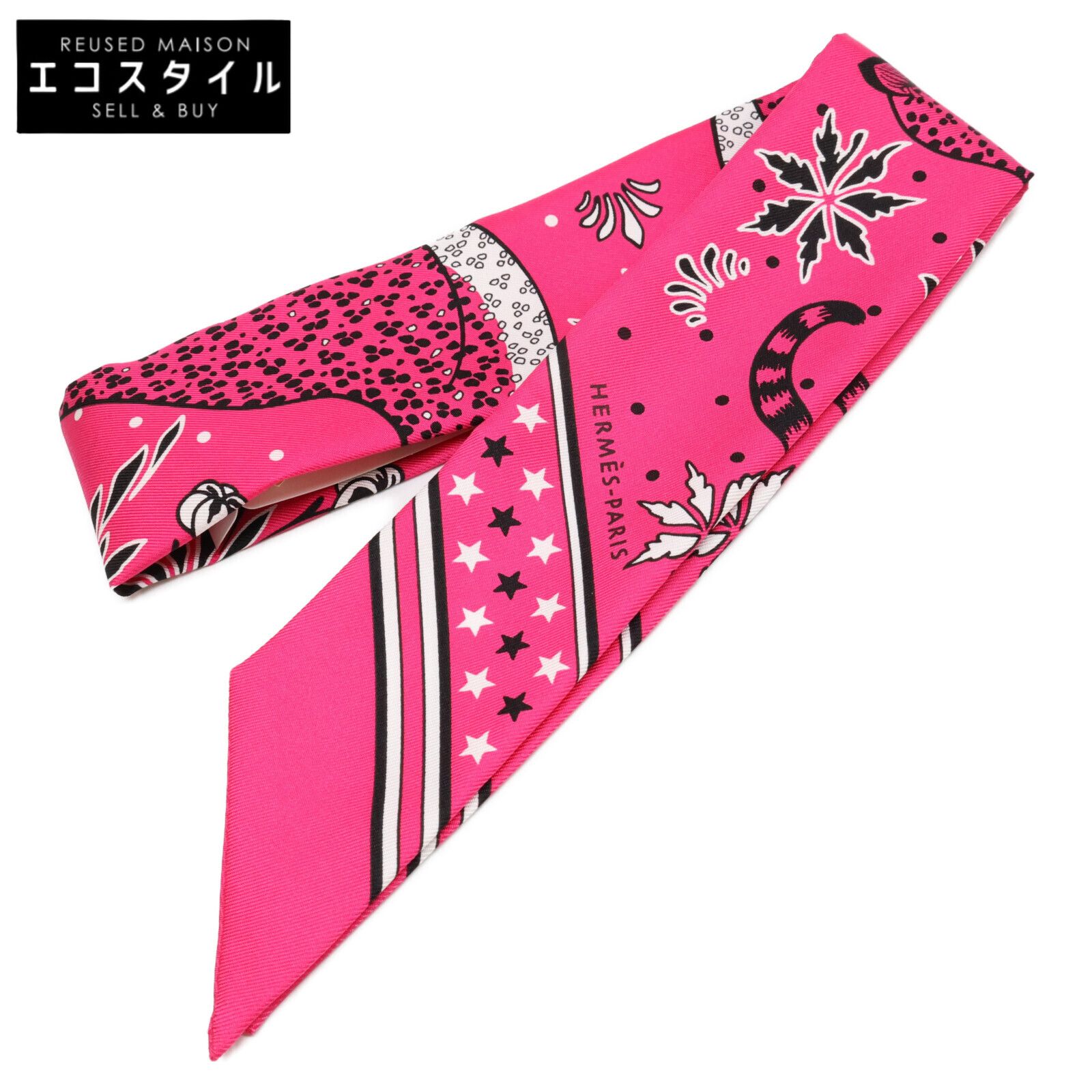 HERMES エルメス Les Leopards Bandana シルク ツイリー