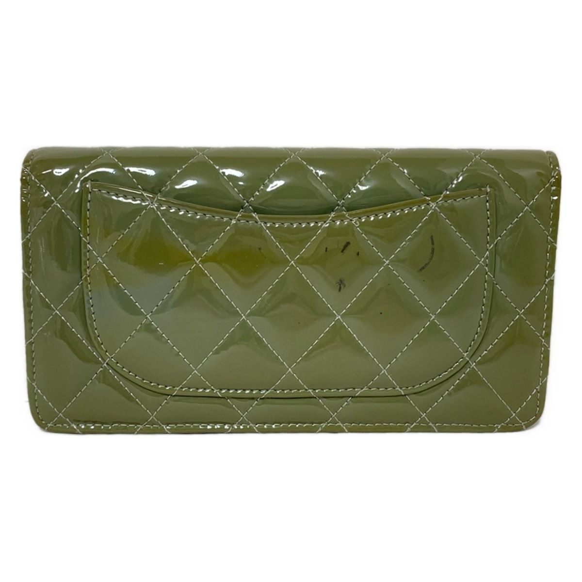 CHANEL(シャネル) 長財布 マトラッセ カーキ シルバー金具 レザー