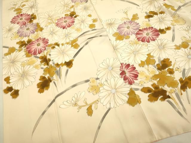 平和屋着物▽訪問着 手描き 草花文 金銀彩 正絹 逸品 DAAX8285du