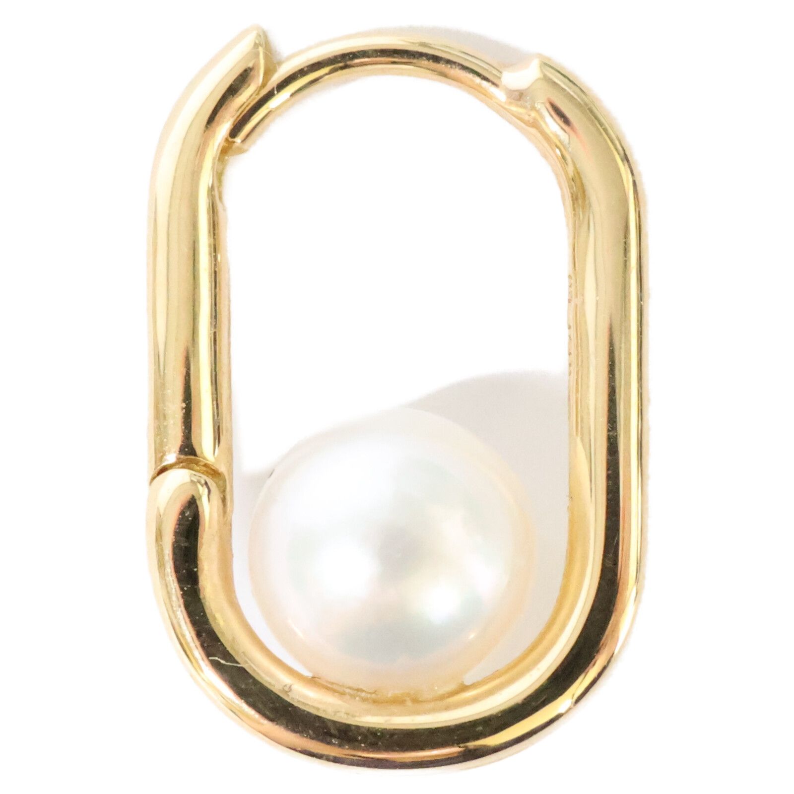 ヒロタカ K 18 MANHATTAN マンハッタン オブロング アコヤパール フープ 片耳 シングル Mサイズ