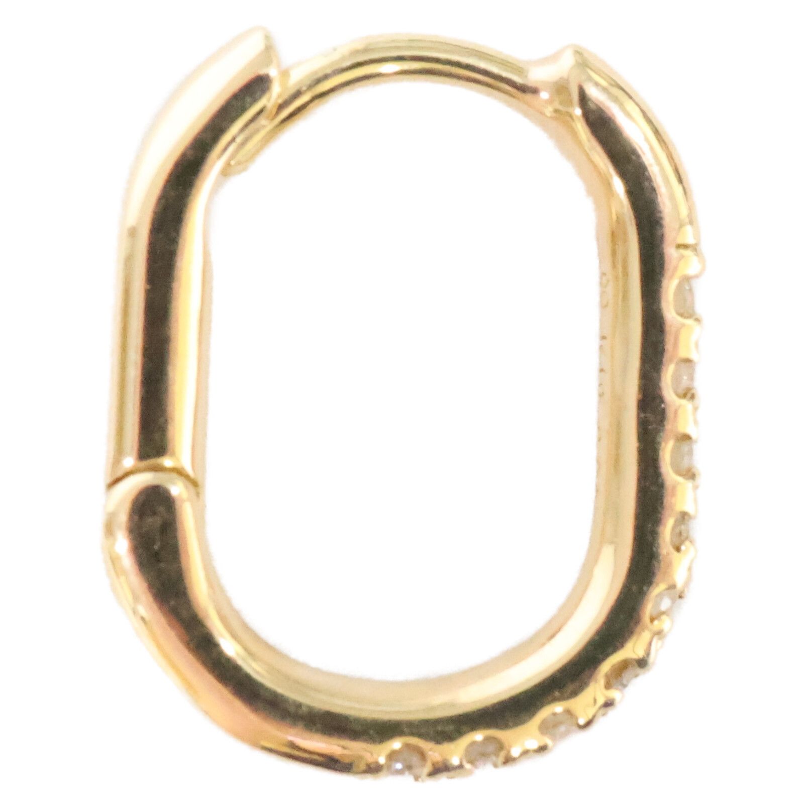 ヒロタカ K 18 0.04 MANHATTAN マンハッタン オブロング ダイヤモンド フープ 片耳 シングル Sサイズ