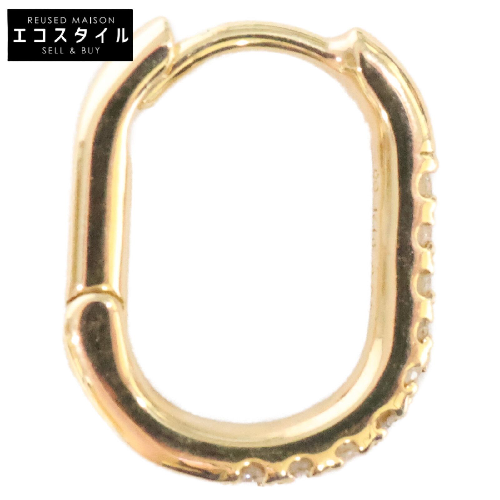 HIROTAKA ヒロタカ MH27GDEC K18 0.04 MANHATTAN マンハッタン オブロング ダイヤモンド フープ 片耳 シングル Sサイズ