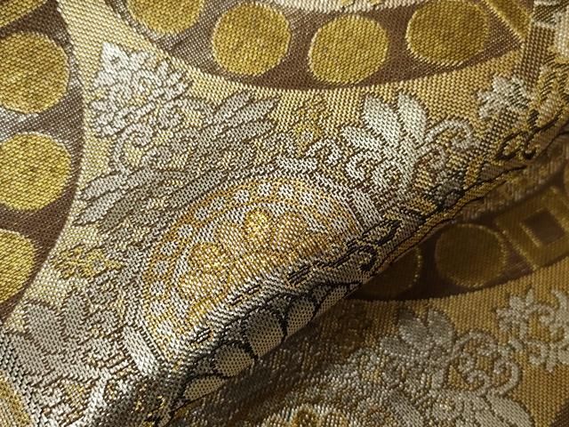 平和屋着物▽佐賀錦 六通柄袋帯 動物草花文 金銀糸 正絹 逸品