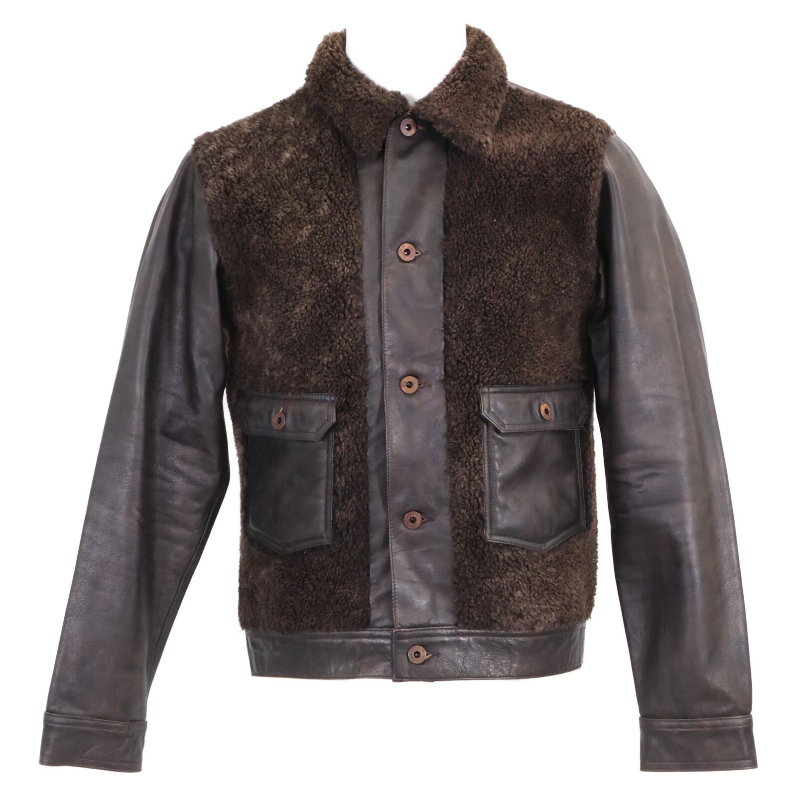 RRL ダブルアールエル 正規 24AW MNRROTW16020148 GRIZZLY JACKET シアリング パネルド ラムレザー XS