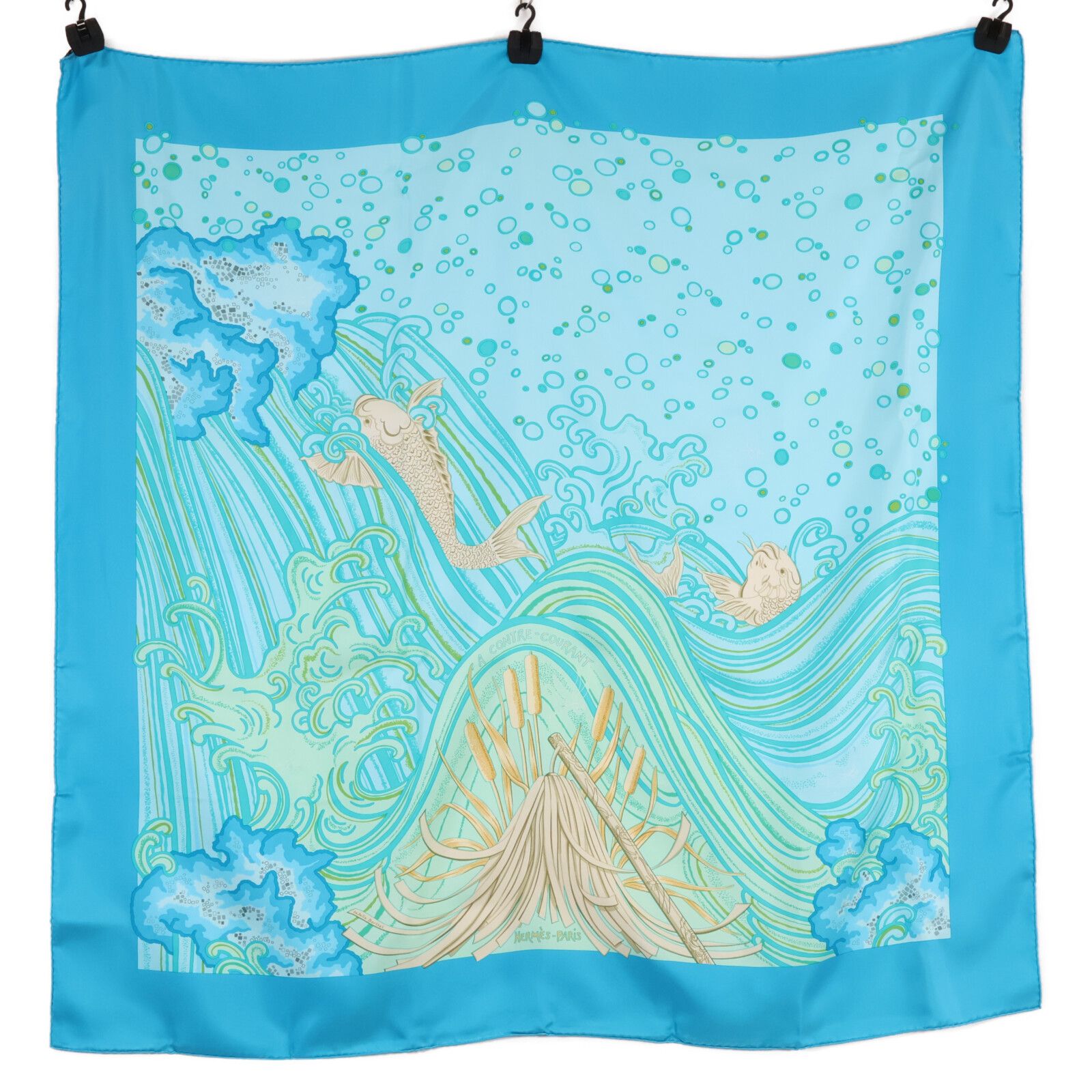 HERMES エルメス A CONTRE-COURANT 鯉の滝登り シルク