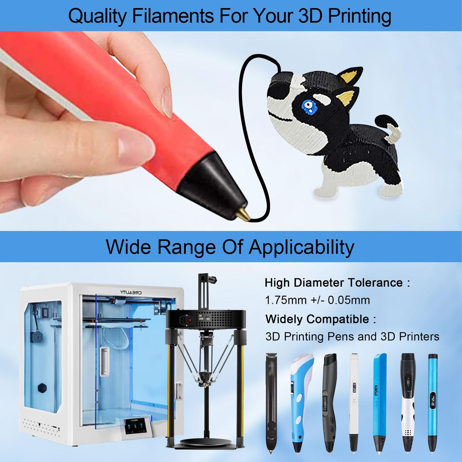 MIKA3D 16色 シルク シャイニー PLA フィラメントサンプルパック、各色 長さ4メートル、合計64m シルクシャイニー PLA 3Dプリンター 3Dペン素材 詰め替えサンプルパック [シルバー]