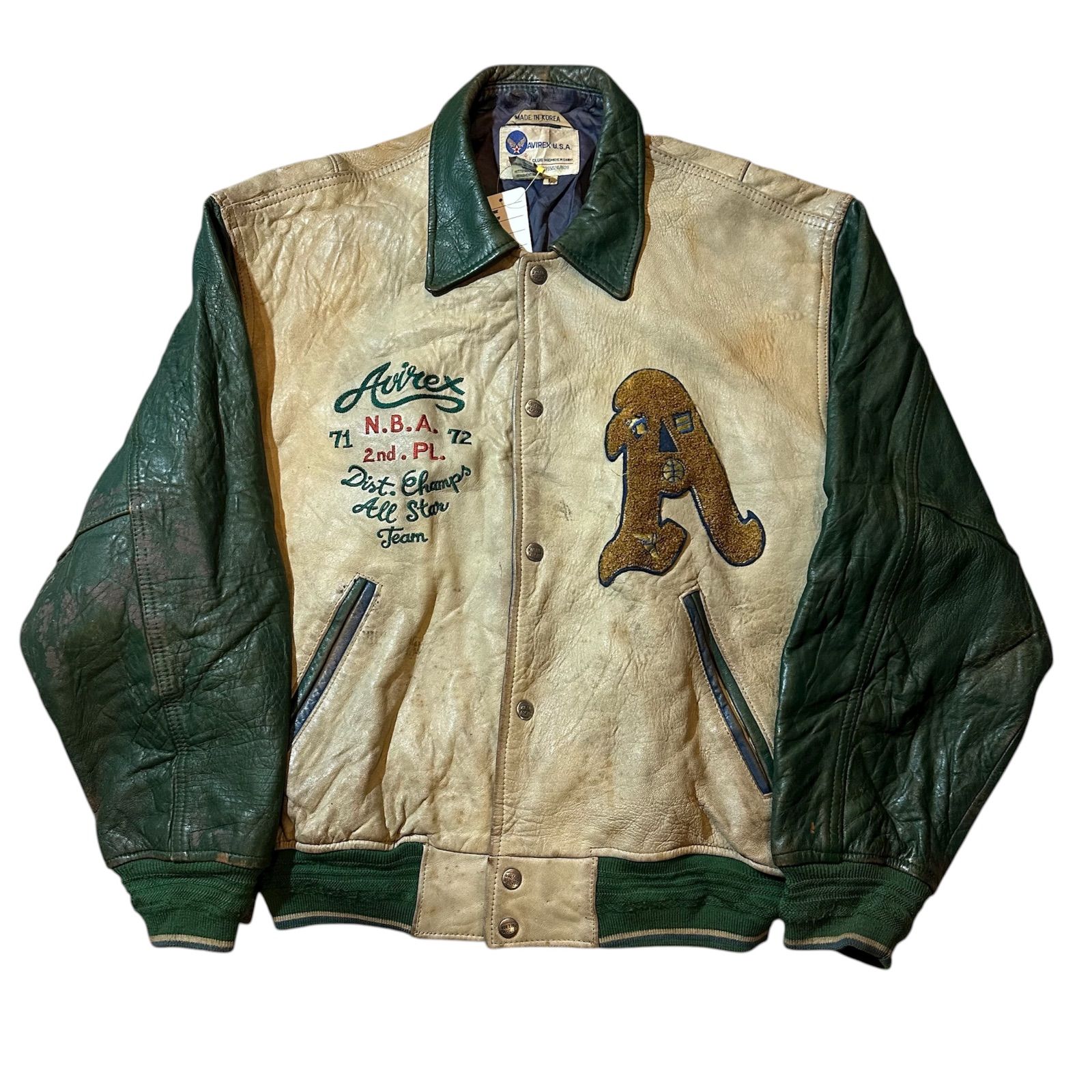 80s〜90s AVIREX U.S.A All leather stadium jacket 80年代〜90年代 アヴィレックス U.S.A オールレザー スタジアムジャケット D845