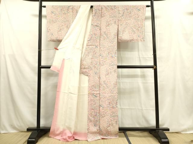 平和屋着物●上質な色無地　小花地紋　撫子色　正絹　逸品　DAAY9528az 平和屋着物□上質な小紋 風景花文 正絹 逸品 DAAY2751op - メルカリ