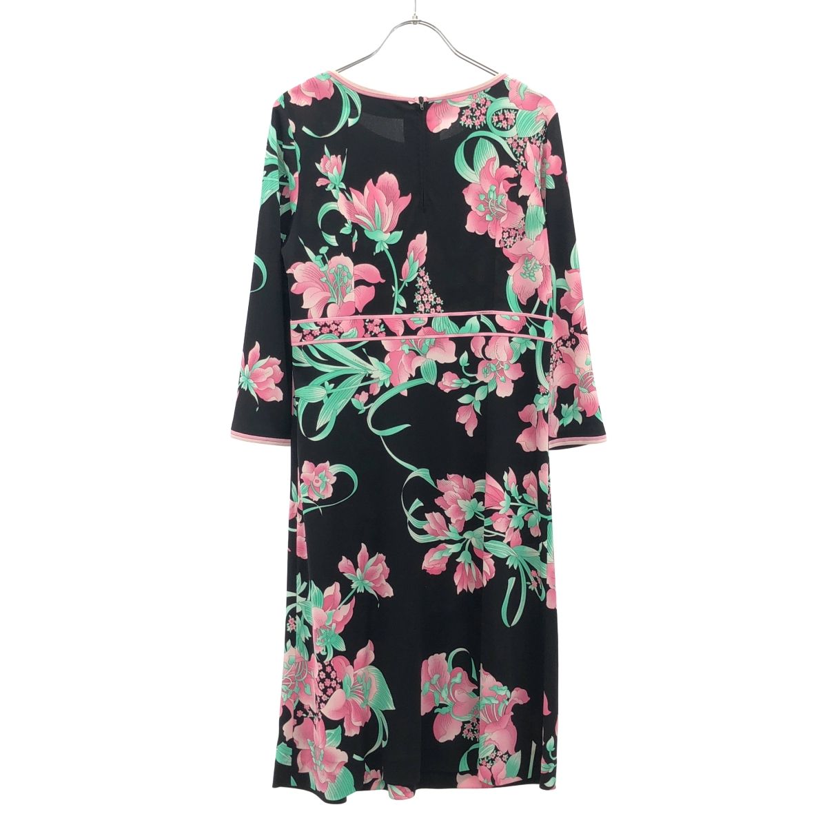 LEONARD FASHION レオナールファッション 18 SS カンカン フラワープリントドレスワンピース 0170226 ブラック ピンク 38