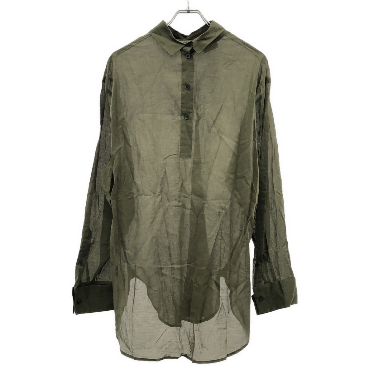 DRIES VAN NOTEN ドリスヴァンノッテン 25SS CORSINO 1160 M.W. SHIRT バックボタン シアープルオーバーシャツブラウス 251-020704-1160-606 カーキ M