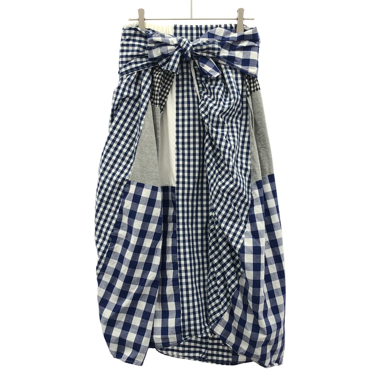 ZUCCA ズッカ 2008SS パッチワークアシンメトリーギンガムスカート ZU81JG197 ブルー系 M