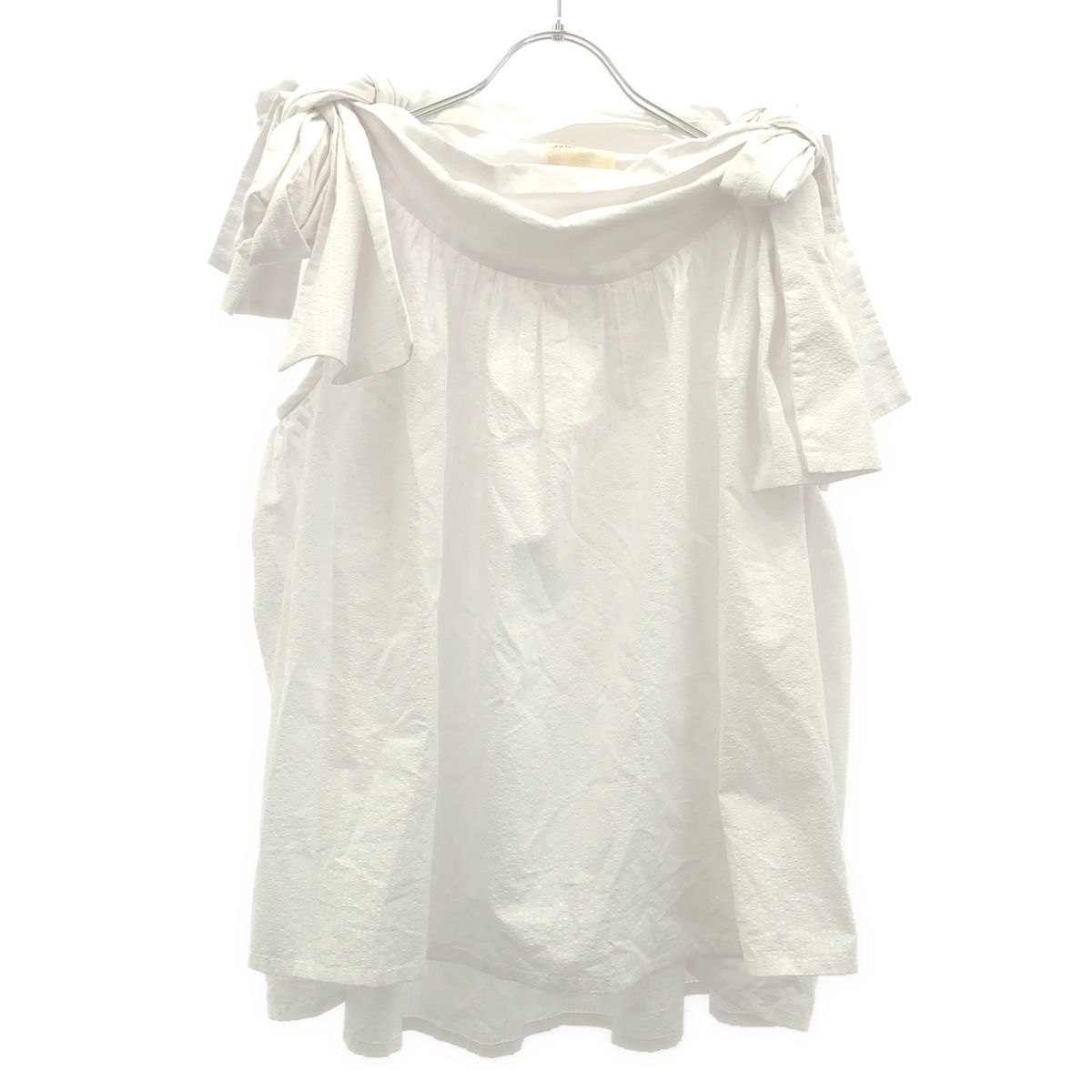 JULES TEN VELDE ジュールス テン ヴェルデ シアサッカーリボンシャツブラウス ホワイト -