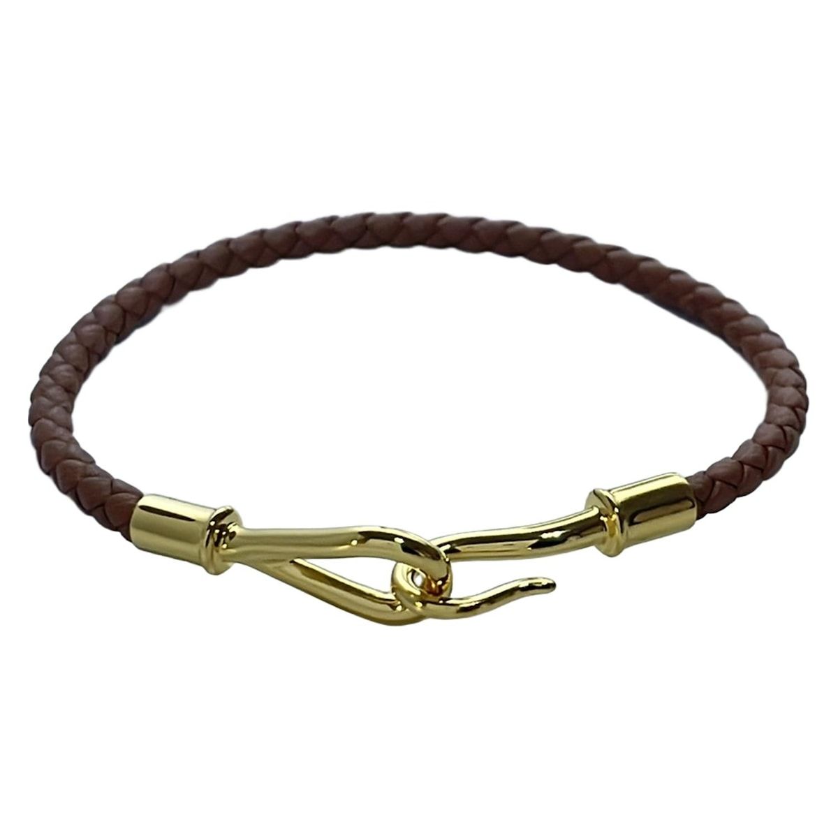 HERMES エルメス ブレスレット ジャンボ レザー ブラウン×ゴールド