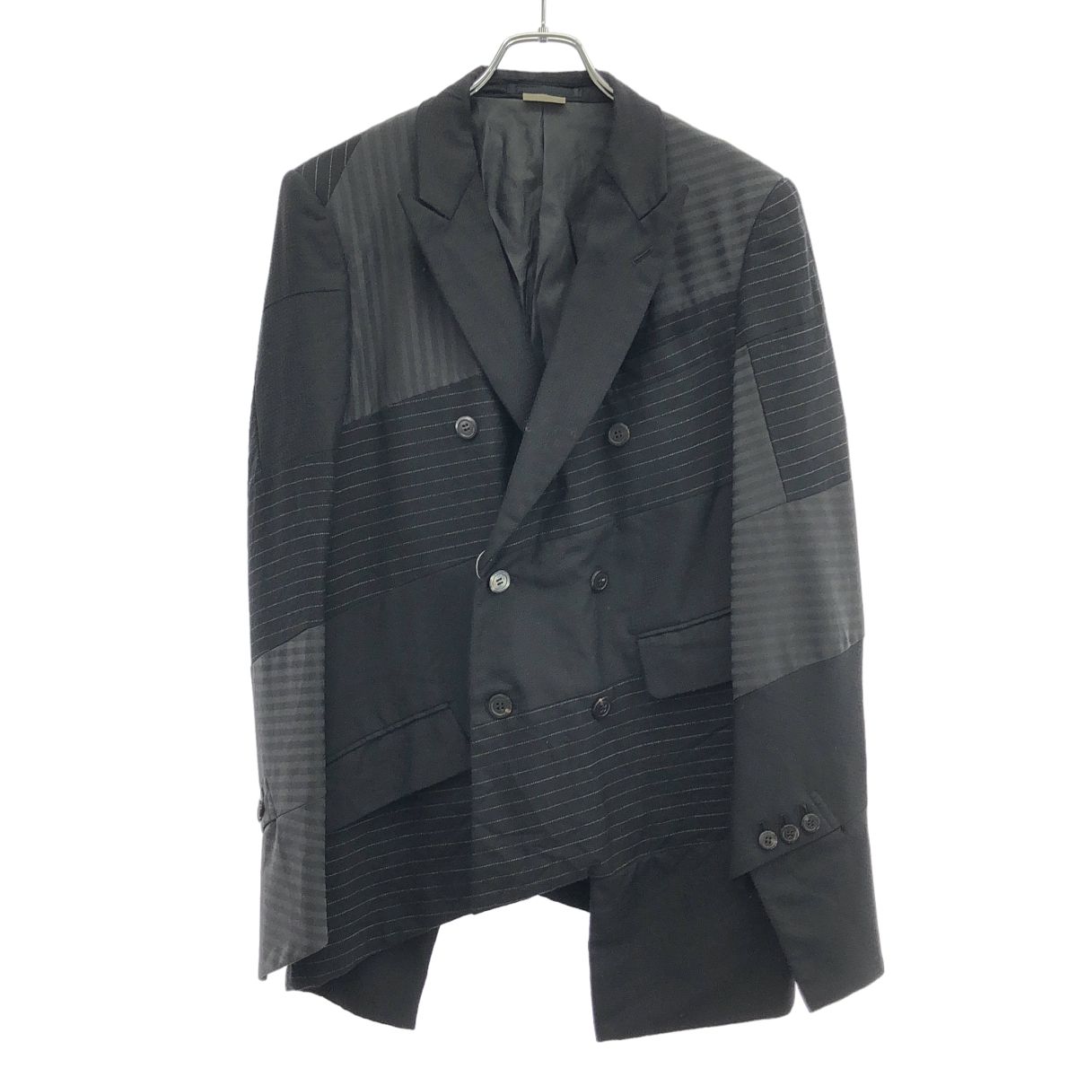 COMME des GARCONS HOMME PLUS コム デギャルソンオムプリュス 15AW 螺旋パッチワークダブルブレザージャケット PP-J063 ブラック S