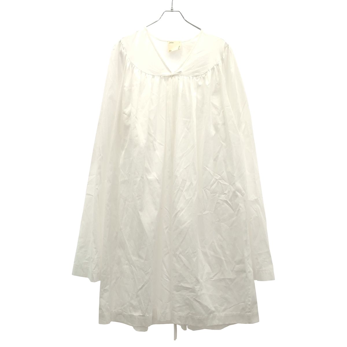 JULES TEN VELDE ジュールス テン ヴェルデ AD2025 コットンギャザードレスワンピース QM-O015 ホワイト
