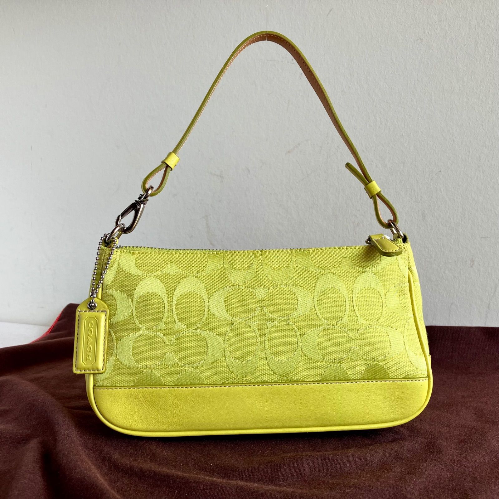 Coach y2k Vintage Rare Bright Green Hampton Demi Shoulder Bag 