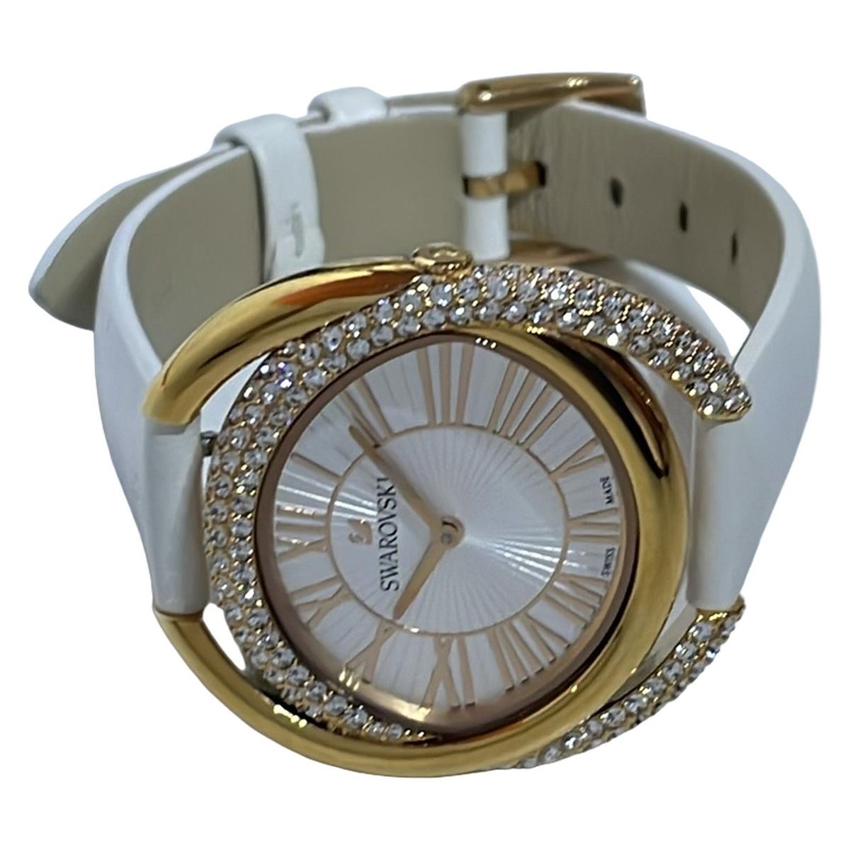 SWAROVSKI スワロフスキー 腕時計 - レディース スワロフスキークリスタルベゼル ゴールド×シルバー