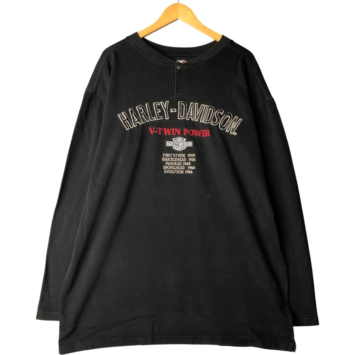 古着 ハーレーダビッドソン Harley-Davidson ヘンリーネック ロングTシャツ ロンT メンズXXL相当 eaa600716