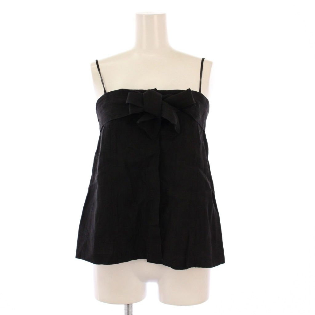 エブール ebure 25SS ライトビスリネンビスチェ キャミソール リボン ワン 36 黒 ブラック 4110700523 BB