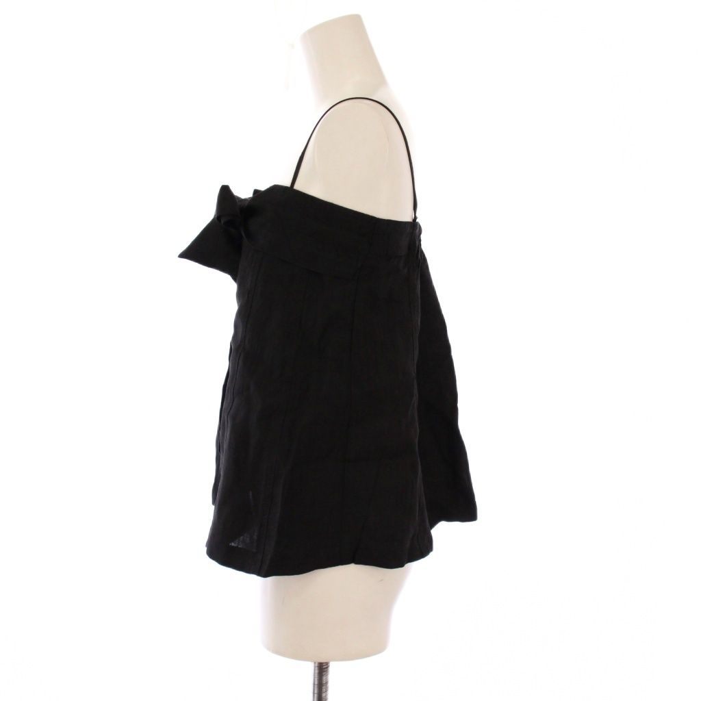 エブール ebure 25SS ライトビスリネンビスチェ キャミソール リボン ワン 36 黒 ブラック 4110700523 BB