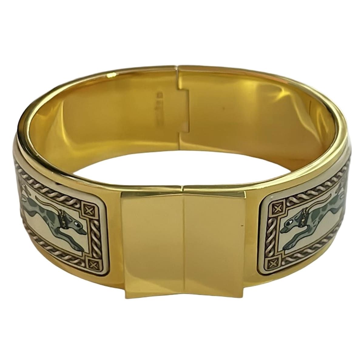 HERMES エルメス バングル ロケエマイユ ゴールド×アイボリー×マルチ