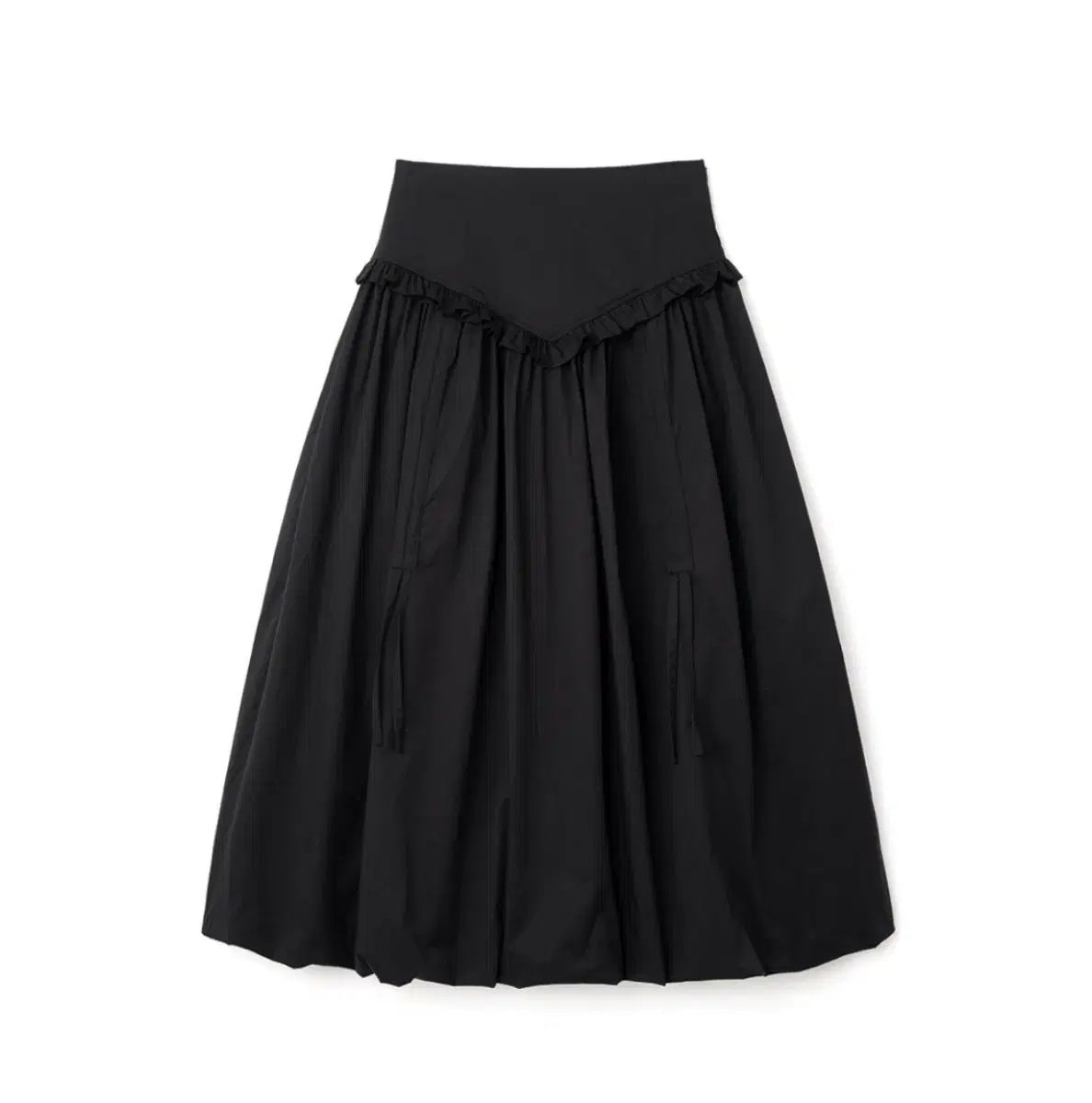 MILLOウィメンズ バルーン シャーリング マキシ ロング丈スカート ブラック Sサイズ