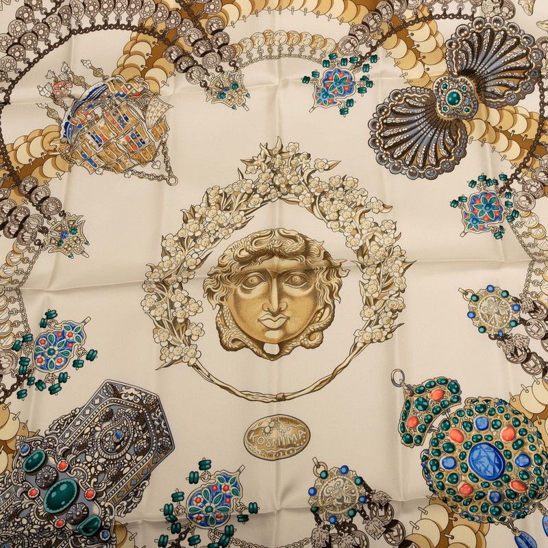 エルメス カレ90 KOSMIMA 宇宙 ベージュ マルチ シルク レディース HERMES 1-0237447