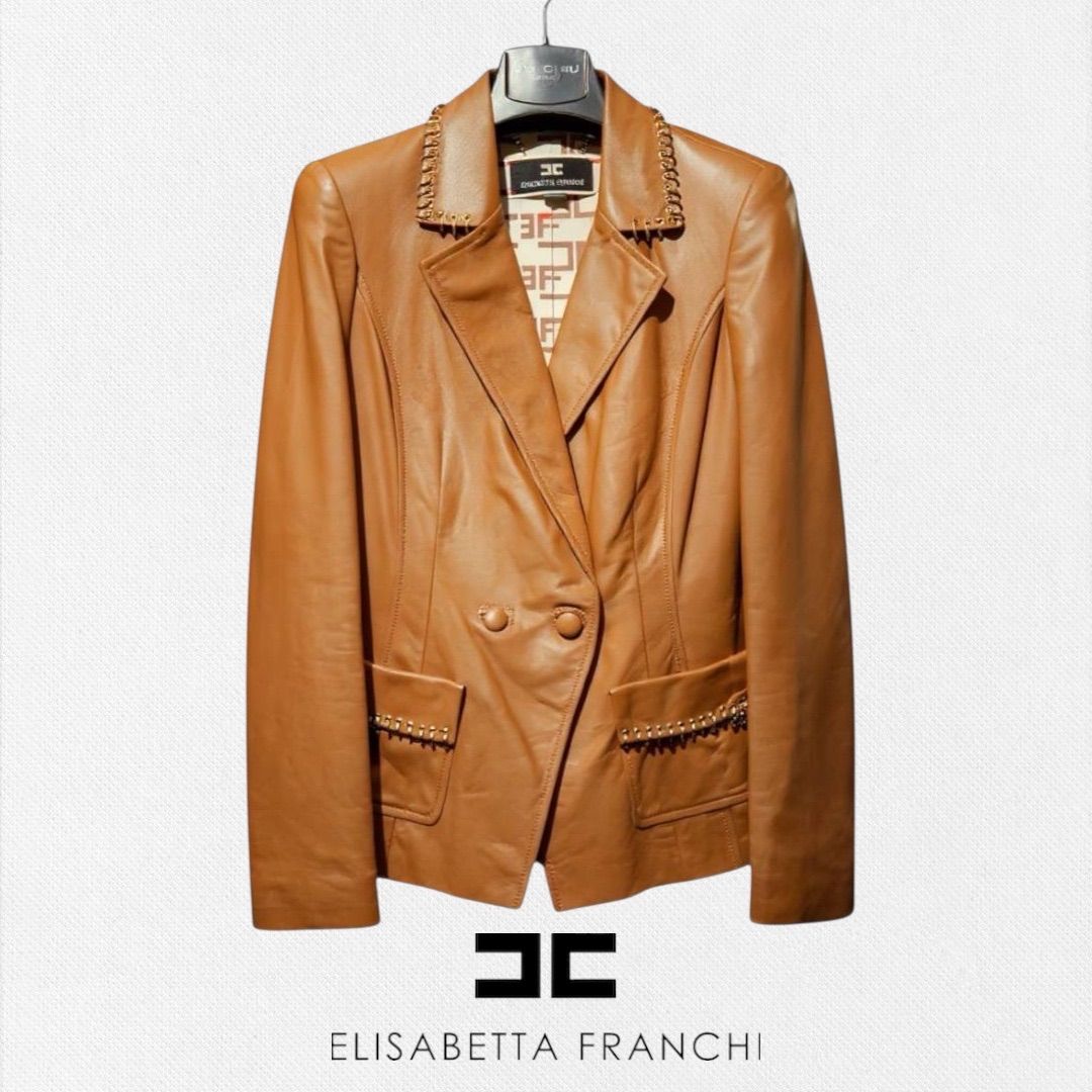 エリザベッタ ELISABETTA FRANCHI レザージャケット 40サイズ ブラウン レディース ジャケット イタリア製
