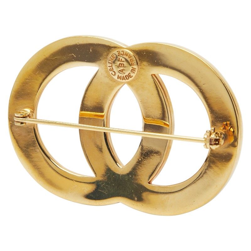 セリーヌ サークルロゴ ラインストーン ゴールド メッキ レディース CELINE 228-41795