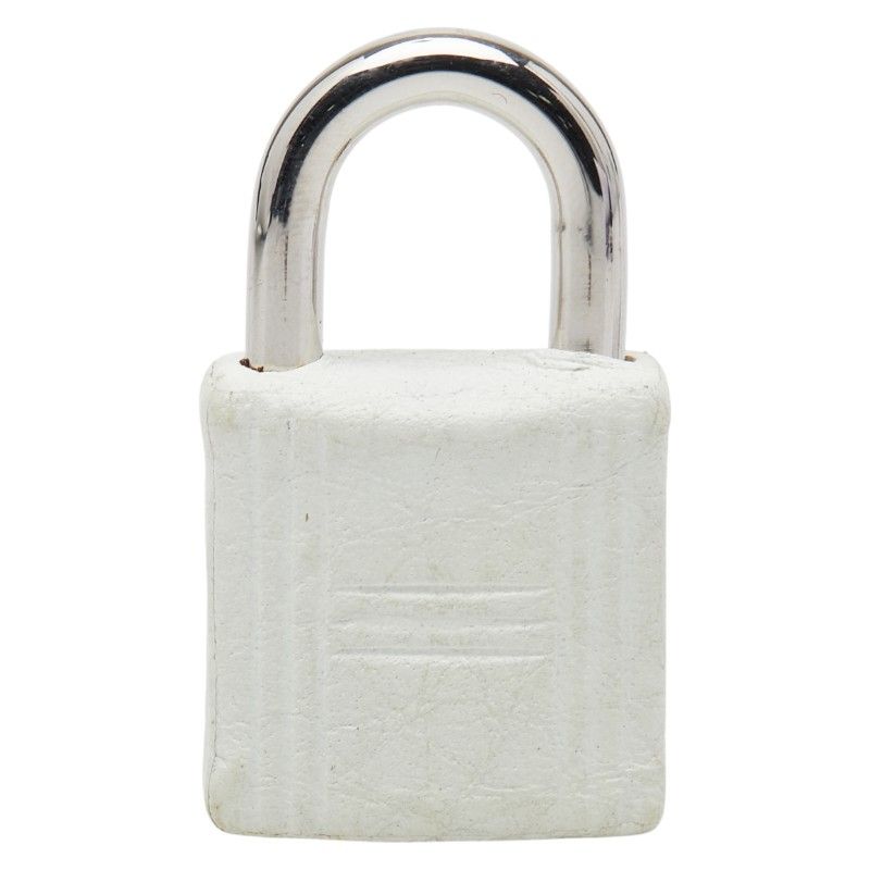 エルメス カデナ 南京錠 キー セット シルバー ホワイト メタル レザー レディース HERMES 1-0242297