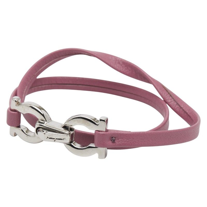 サルヴァトーレフェラガモ ガンチーニ シルバー ピンク メタル レザー レディース Salvatore Ferragamo 1-0242311