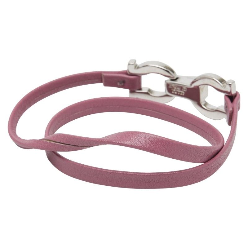 サルヴァトーレフェラガモ ガンチーニ シルバー ピンク メタル レザー レディース Salvatore Ferragamo 1-0242311