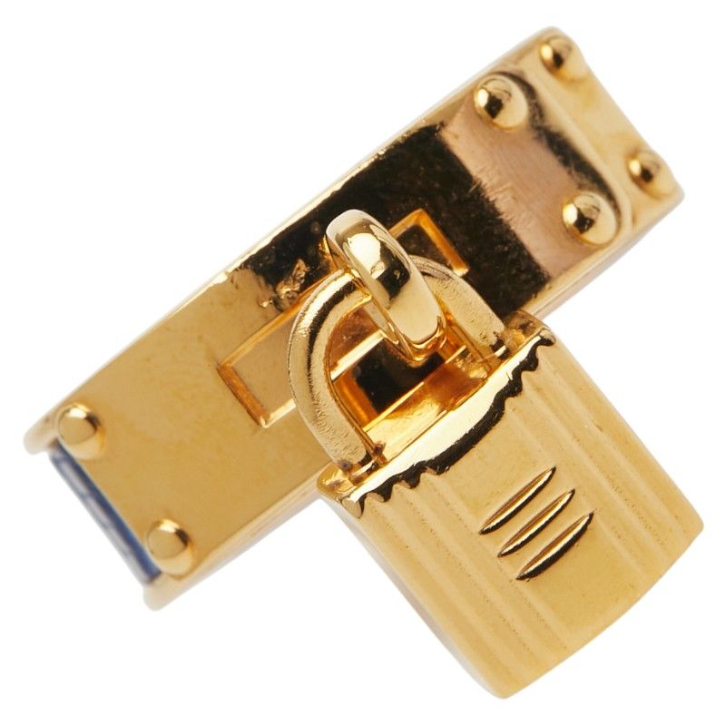 エルメス ケリー カデナ モチーフ ゴールド ブルー メッキ レザー レディース HERMES 1-0242359