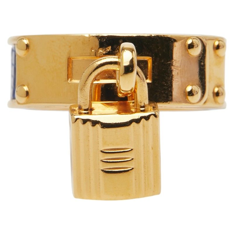 エルメス ケリー カデナ モチーフ ゴールド ブルー メッキ レザー レディース HERMES 1-0242359