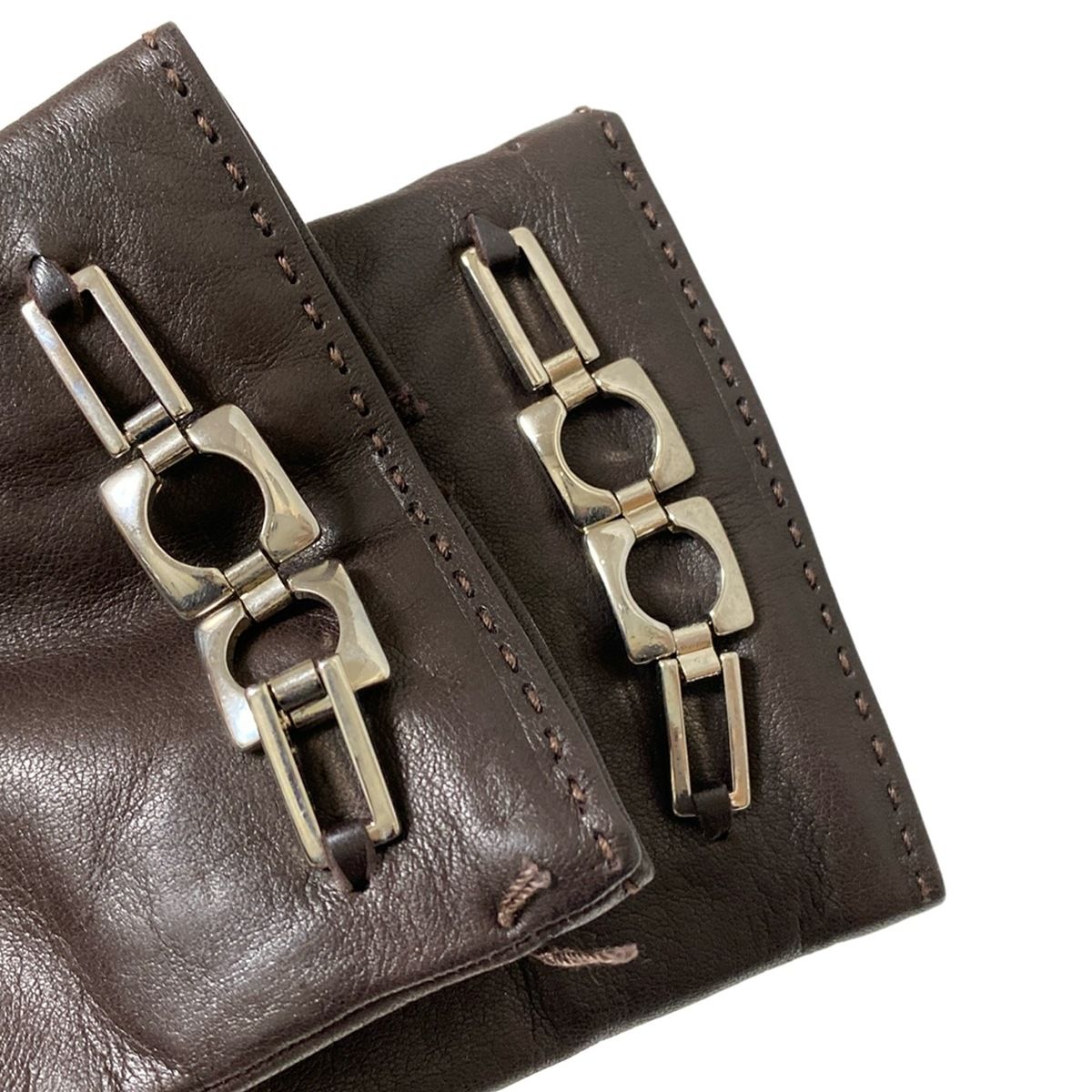  Sermoneta gloves セルモネータグローブス 手袋 レディース ダークブラウン レザー 手袋 アームカバー 小物